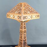 Important Carved Wood Lamp, USA, A&C, Prairie School, c. 1900-1920