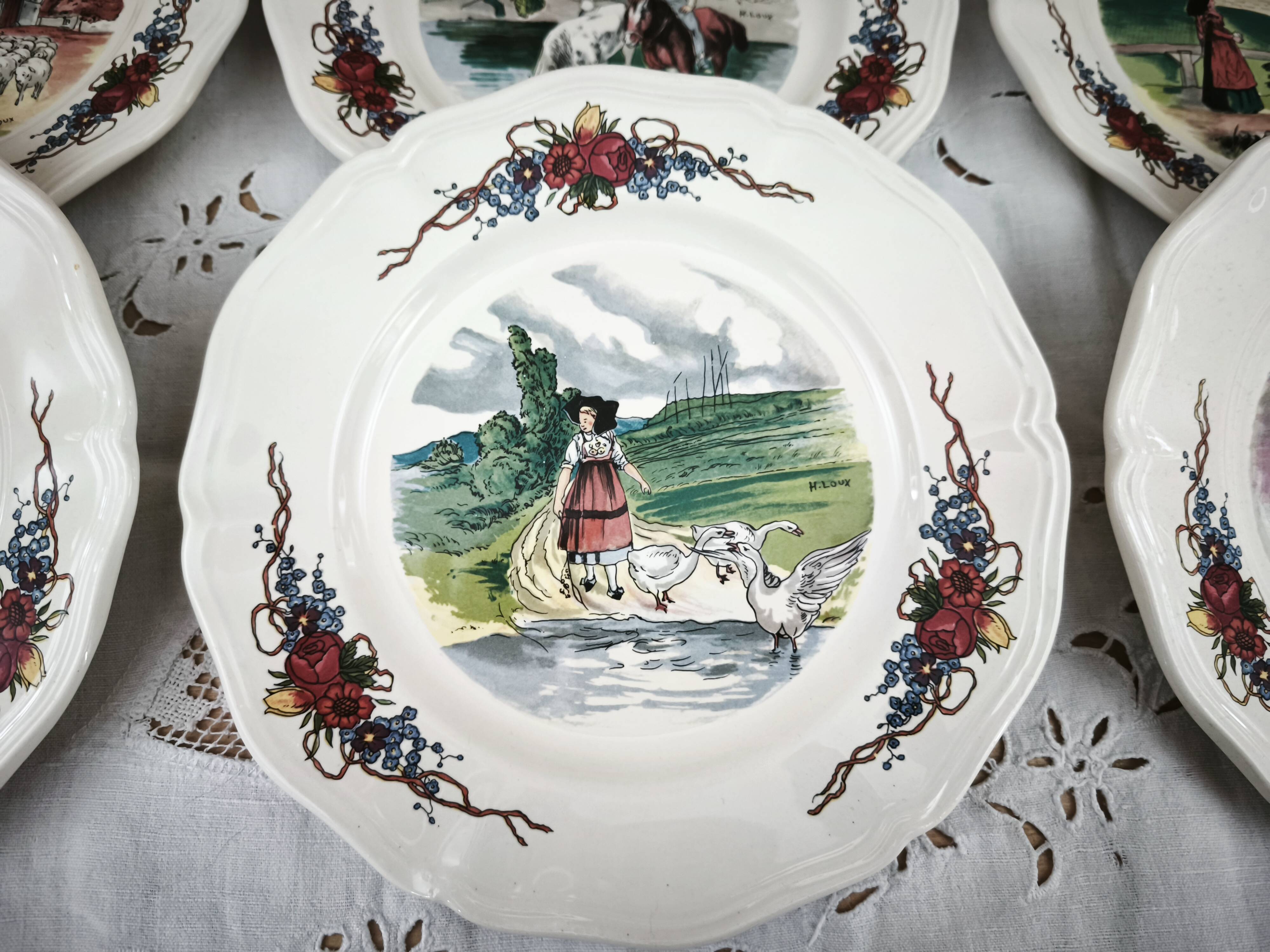 Set of 6 dessert plates Sarreguemines model Obernai
