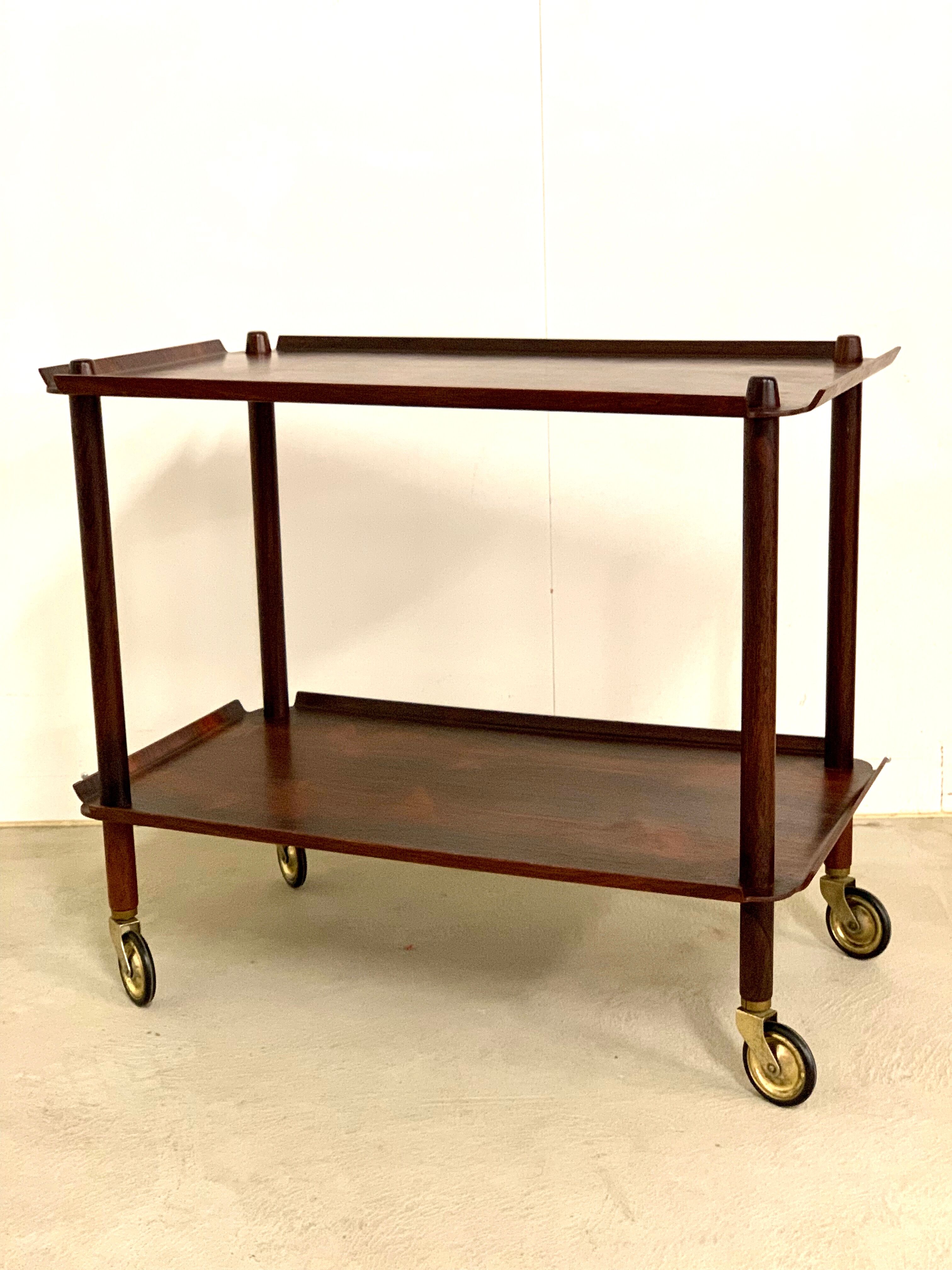 Midcentury Rosewood Serving Cart by Poul Hundevad