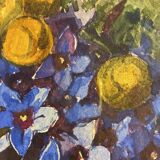 Old painting, still life with flowers, signed Marie Piat (1880-1977)
