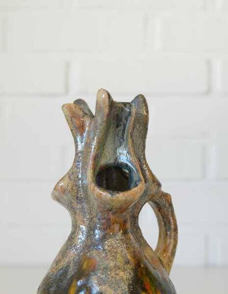 Vintage Wabi Sabi Ceramic Vase: West Germany 1970s Walther Gerhards
