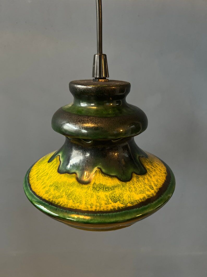 Green pendant lamp west Germany ceramic Fat Lava