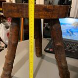 Small Vintage Tripod Plant Stool Brutalist Modernist Design Oak?