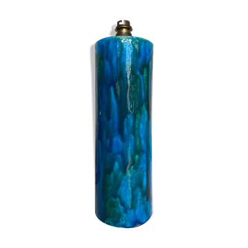 Pied de lampe XXL céramique terre vernissée turquoise 1970