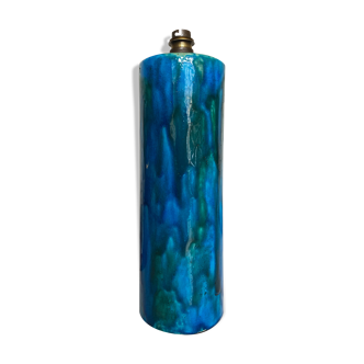 Pied de lampe XXL céramique terre vernissée turquoise 1970