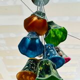 Lampshades in suspension in multicolored fabric