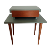 Vintage bedside table from the 1950s in a Scandinavian style revisited in green
