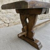 Ancient solid wooden monastery bench, 180 cm length