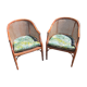 pair of gondola canned armchairs and their new cake