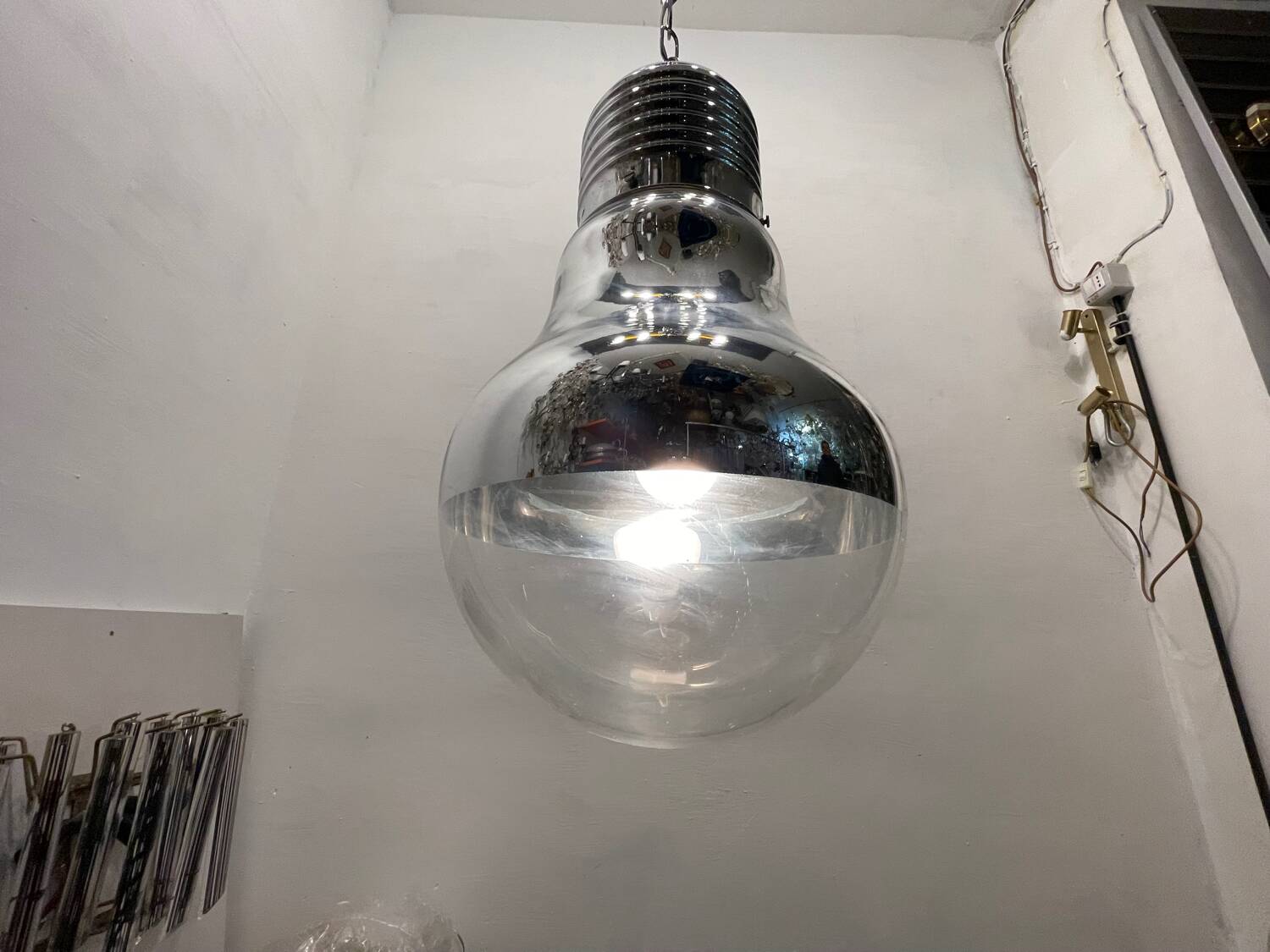 Industrial Italian Chrome Light Pendant 1990’s