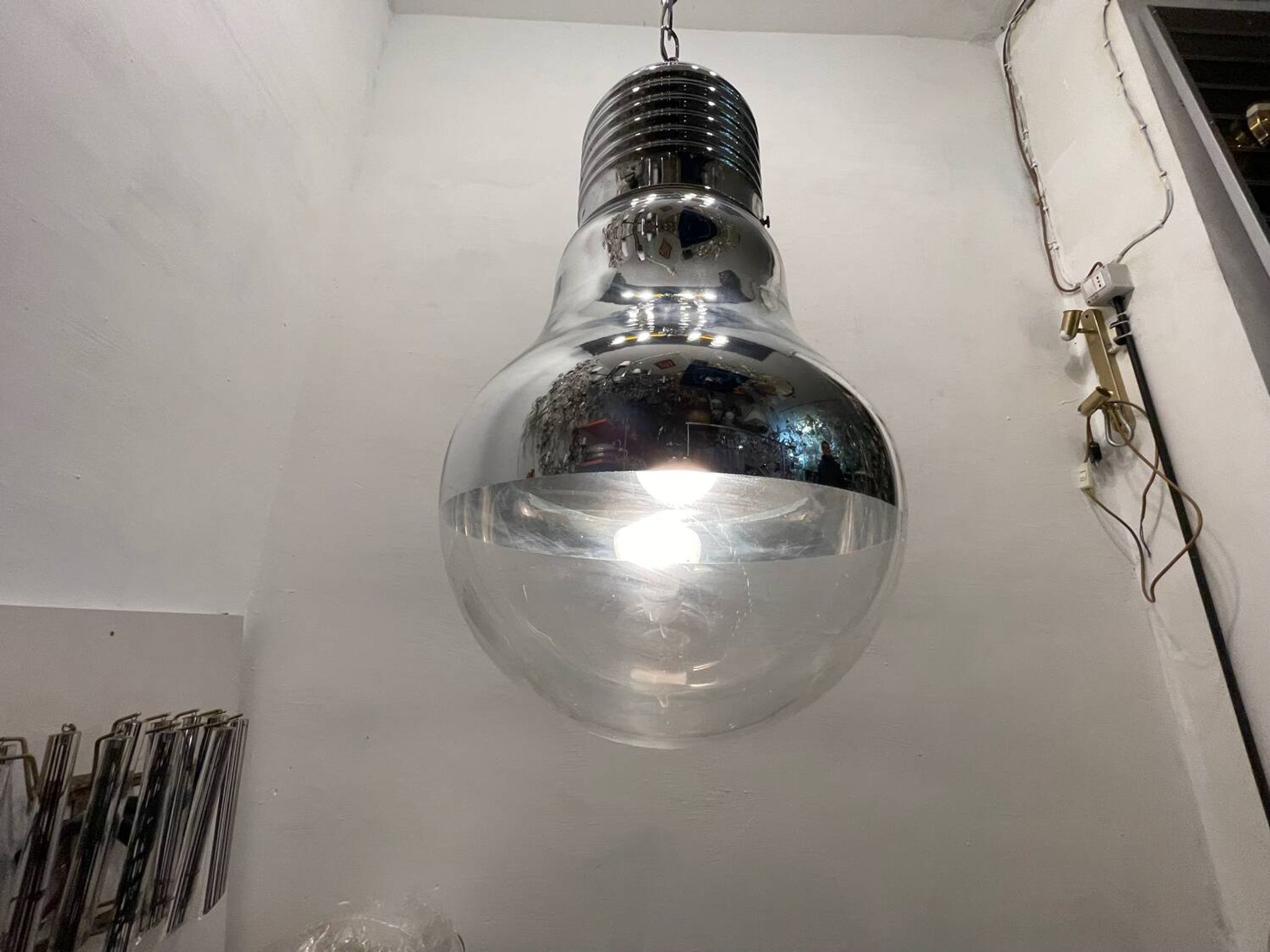 Industrial Italian Chrome Light Pendant 1990’s