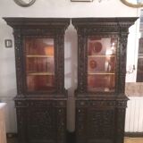 Pair of 19th century dark walnut display cases