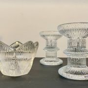 Vintage-style crystal candlesticks in the style of LITTLA