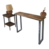 Console in solid acacia and steel legs