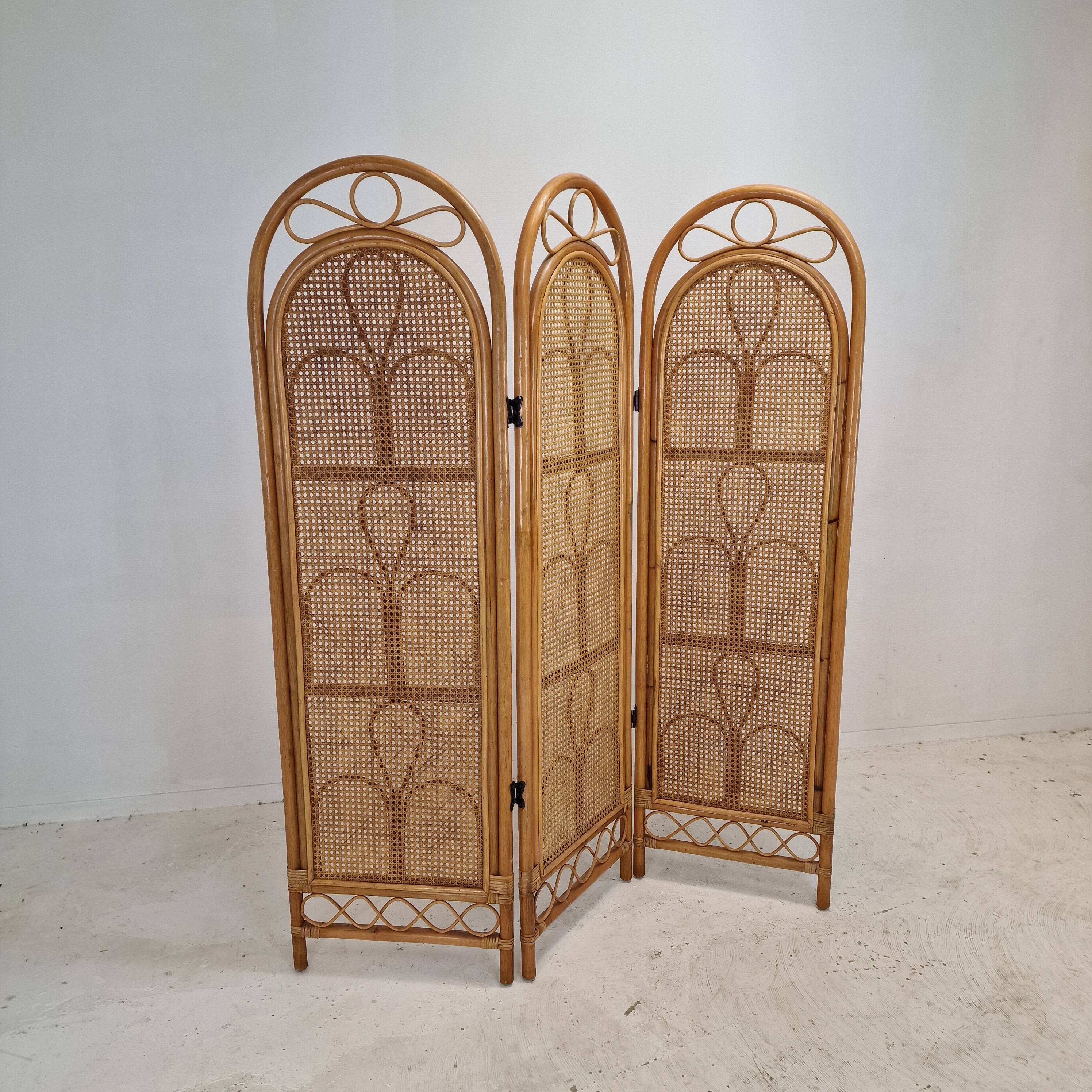 Italian Room Divider in Rattan and Wicker, 1960s