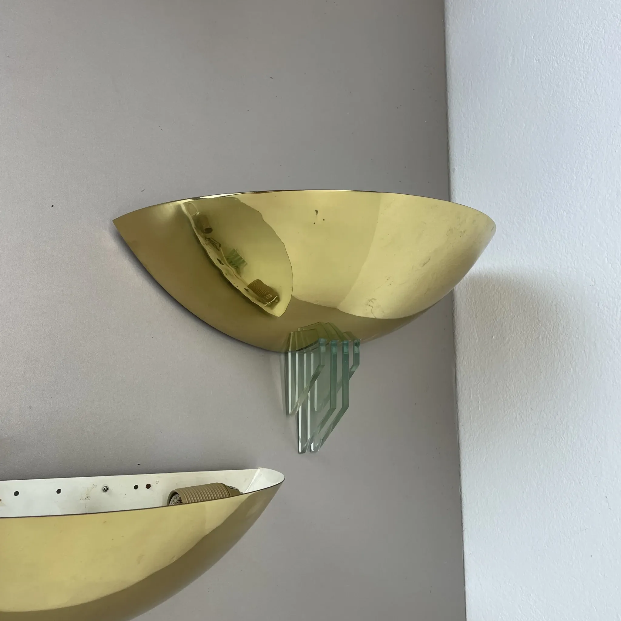 Set of two minimalist wall lights in the style of sciolari from baulmann, germany, 1980s