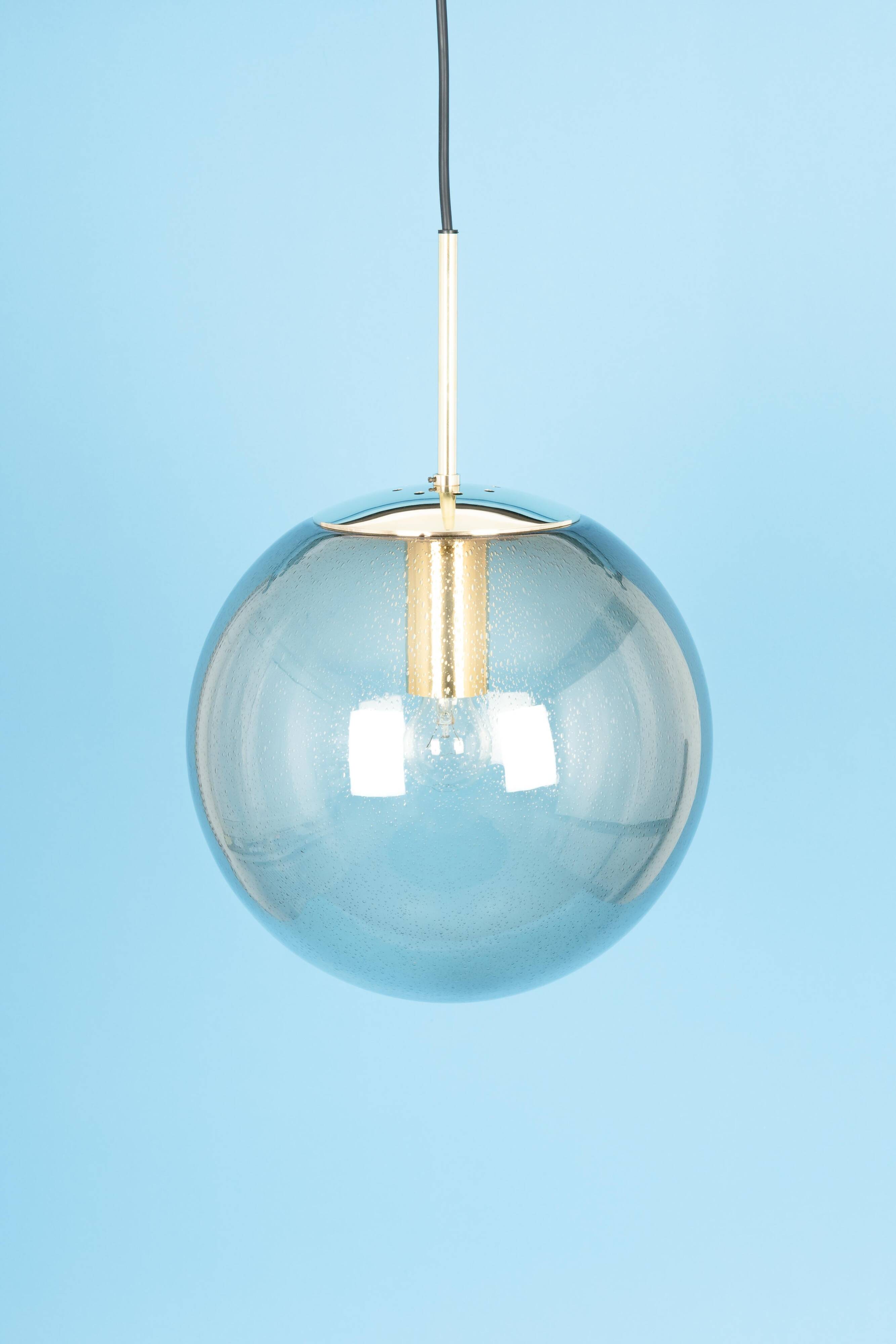 Lustre Limburg in brass with smoked glass ball, Germany, 1970s