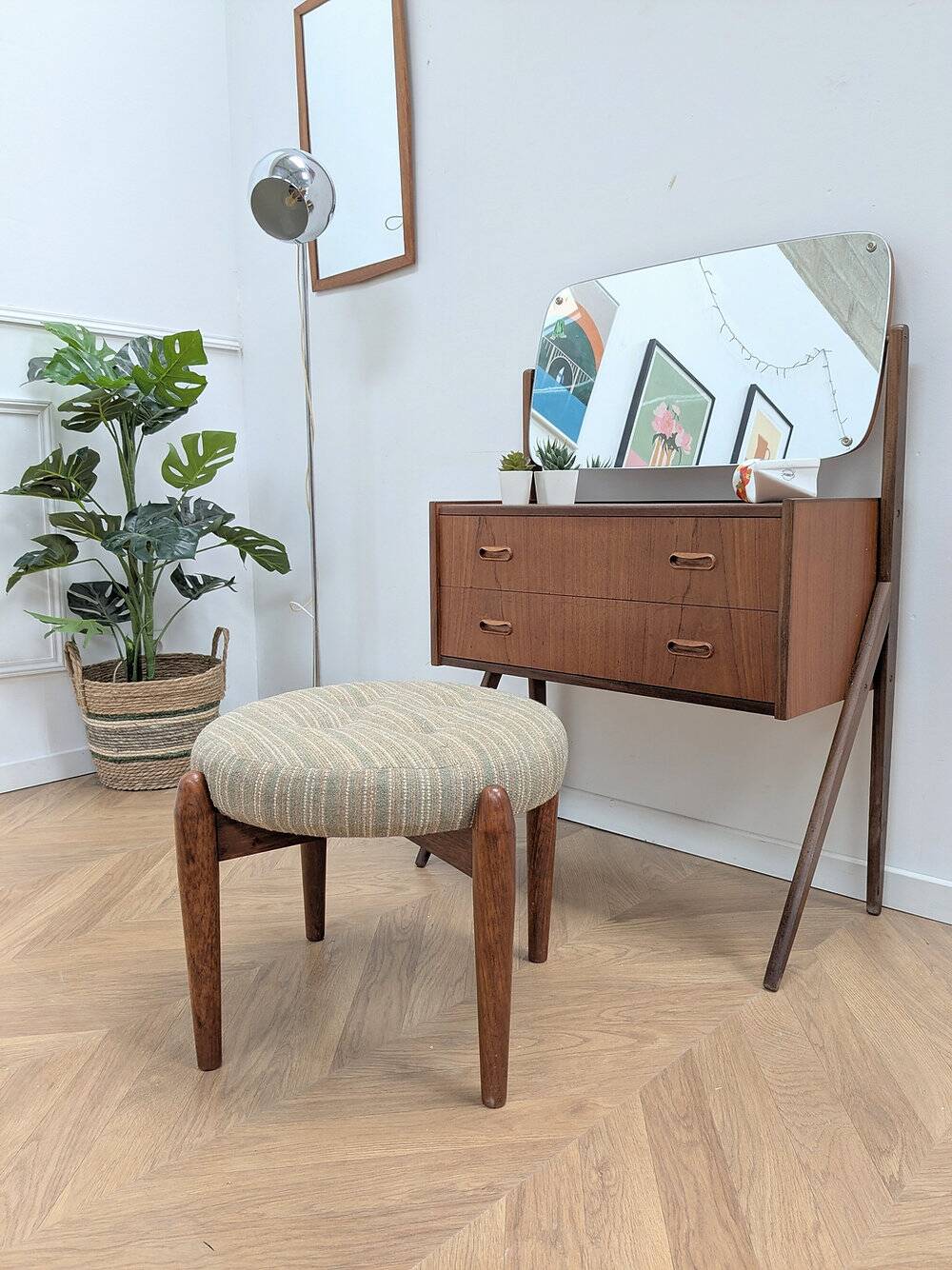 Stool - vintage teak pouf from the 1960s