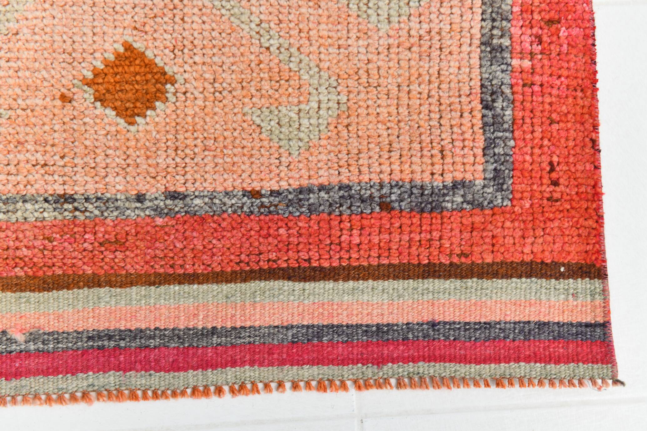 3x11 Turkish Pink & Orange Vintage Runner Rug, 95x345Cm