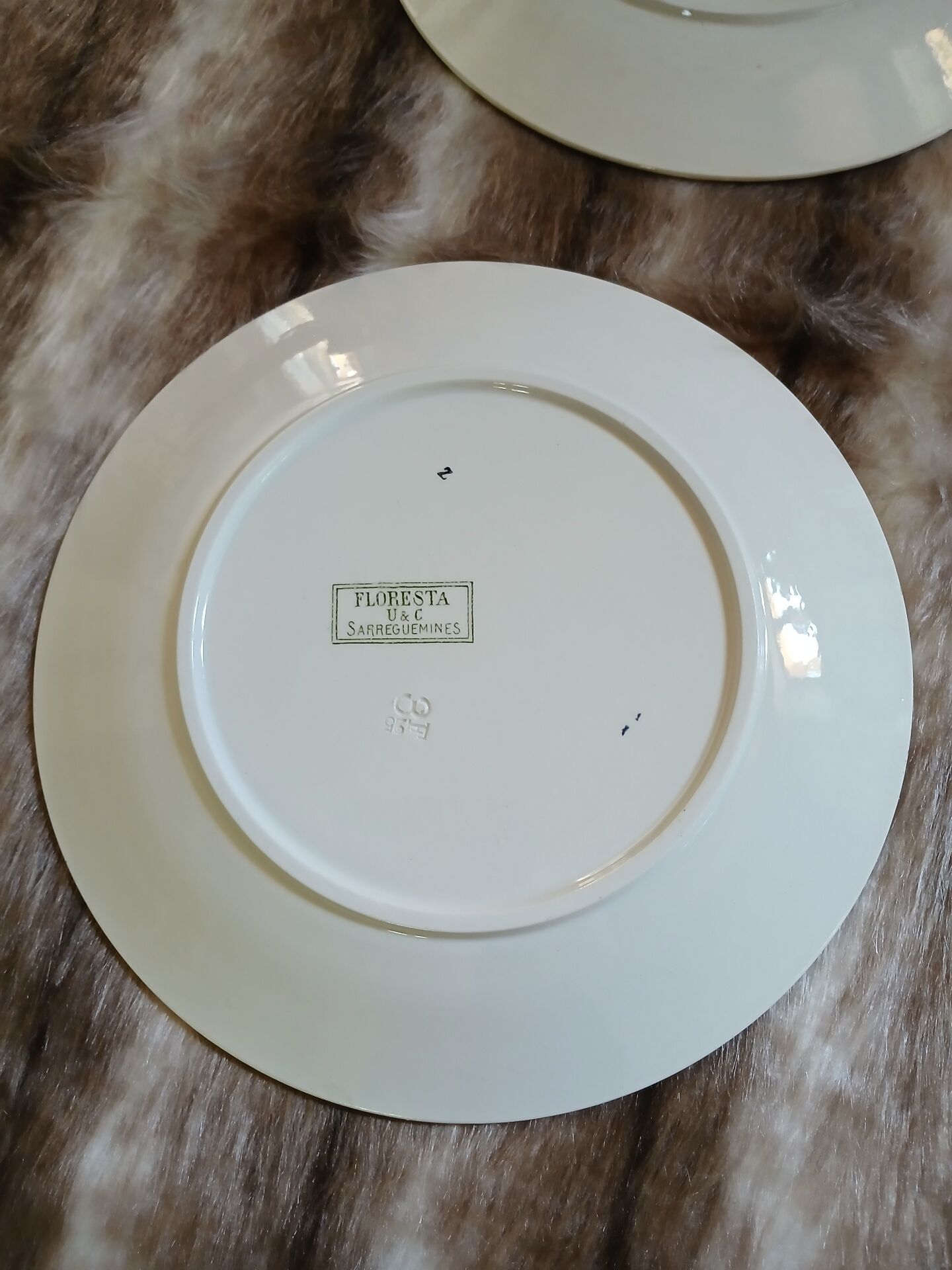 6 antique flat plates U&C Sarreguemines