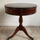 Antique Mahogany and Leather Side Table on Casters