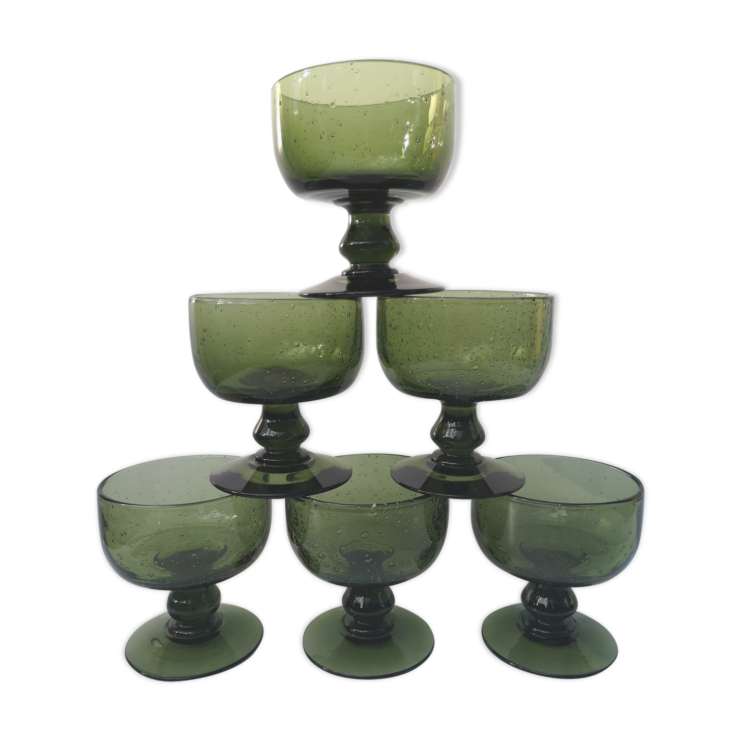 Set of 6 bubble glass cups