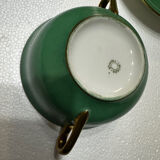 Service 14 cup and saucer in Art Deco Emerald Green and Gold.