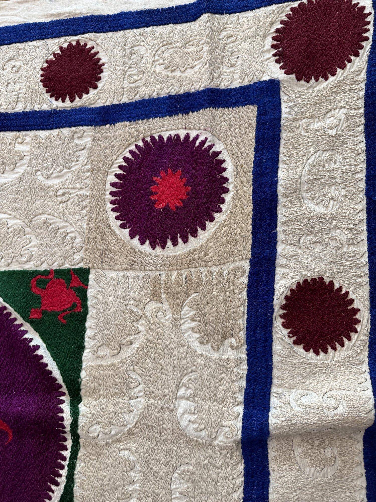 Vintage hand-embroidered tablecloth 129x132 cm