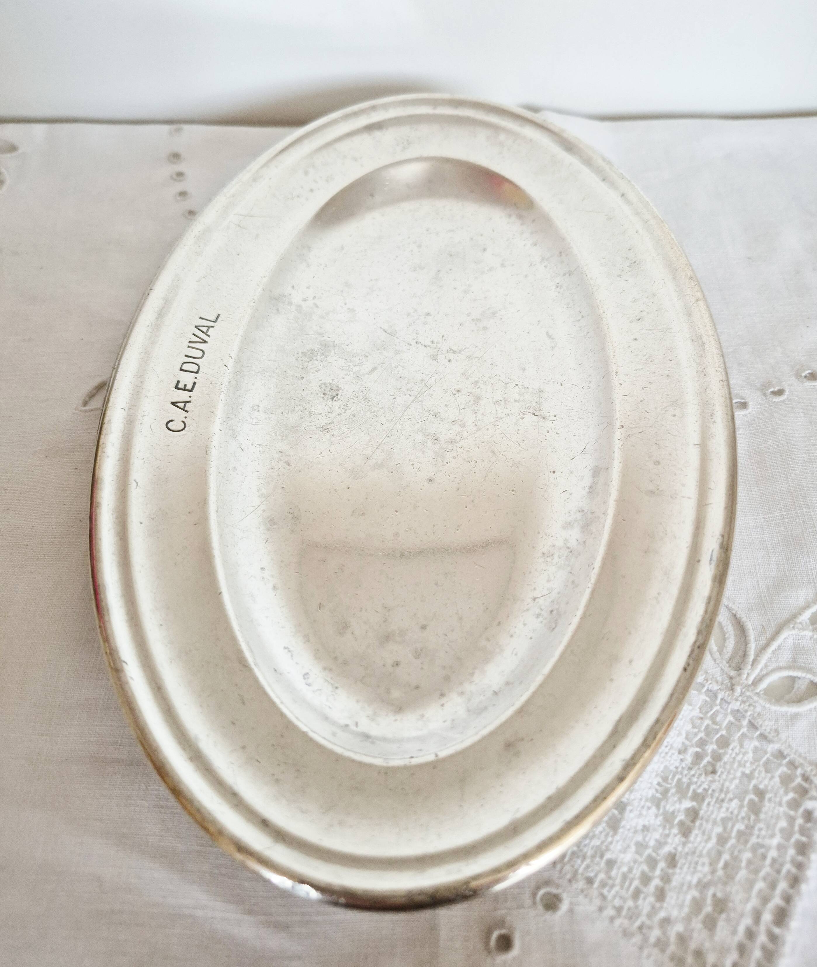 Oval silver-plated metal platters, Christofle