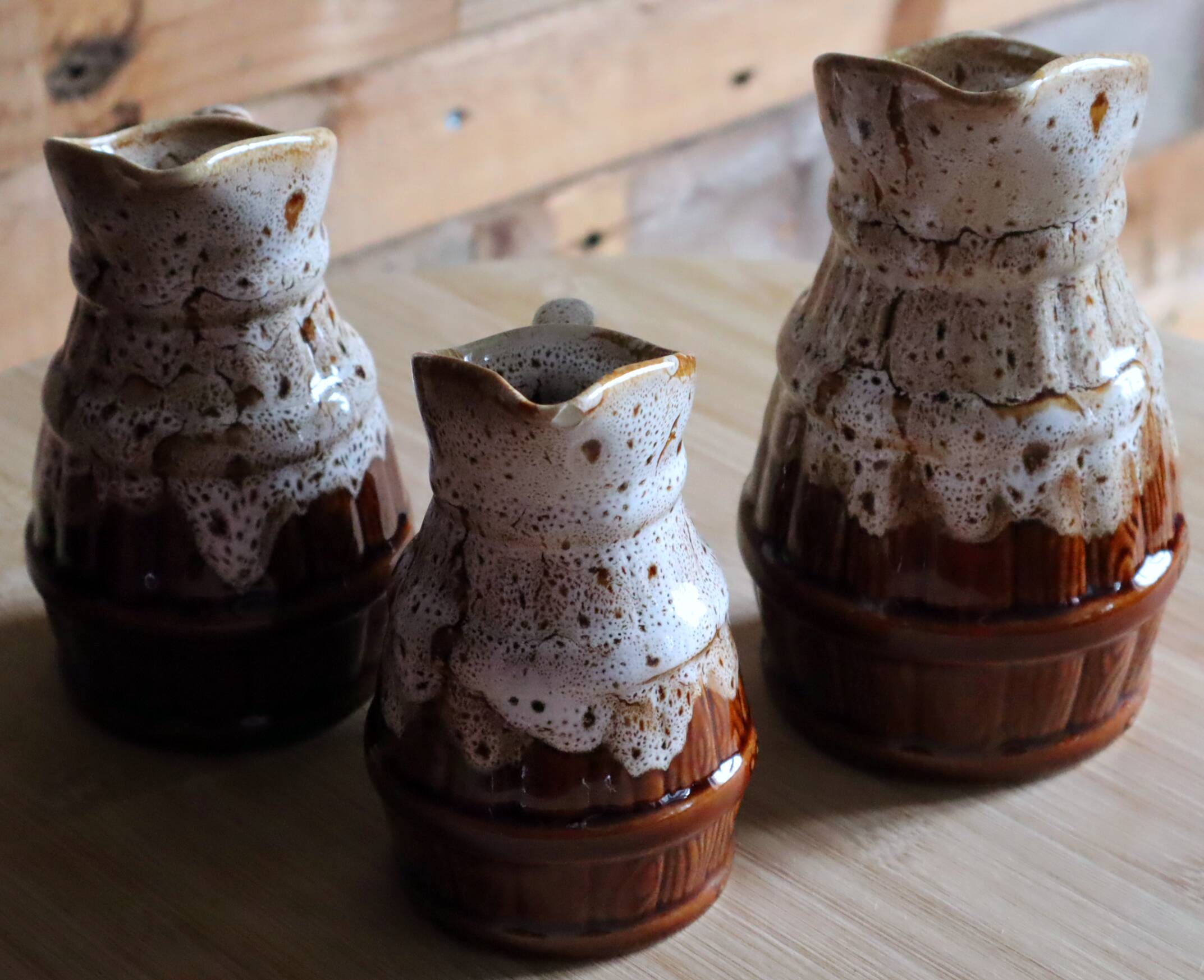 Set of 3 vintage bistro jugs in flame stoneware – Revol style