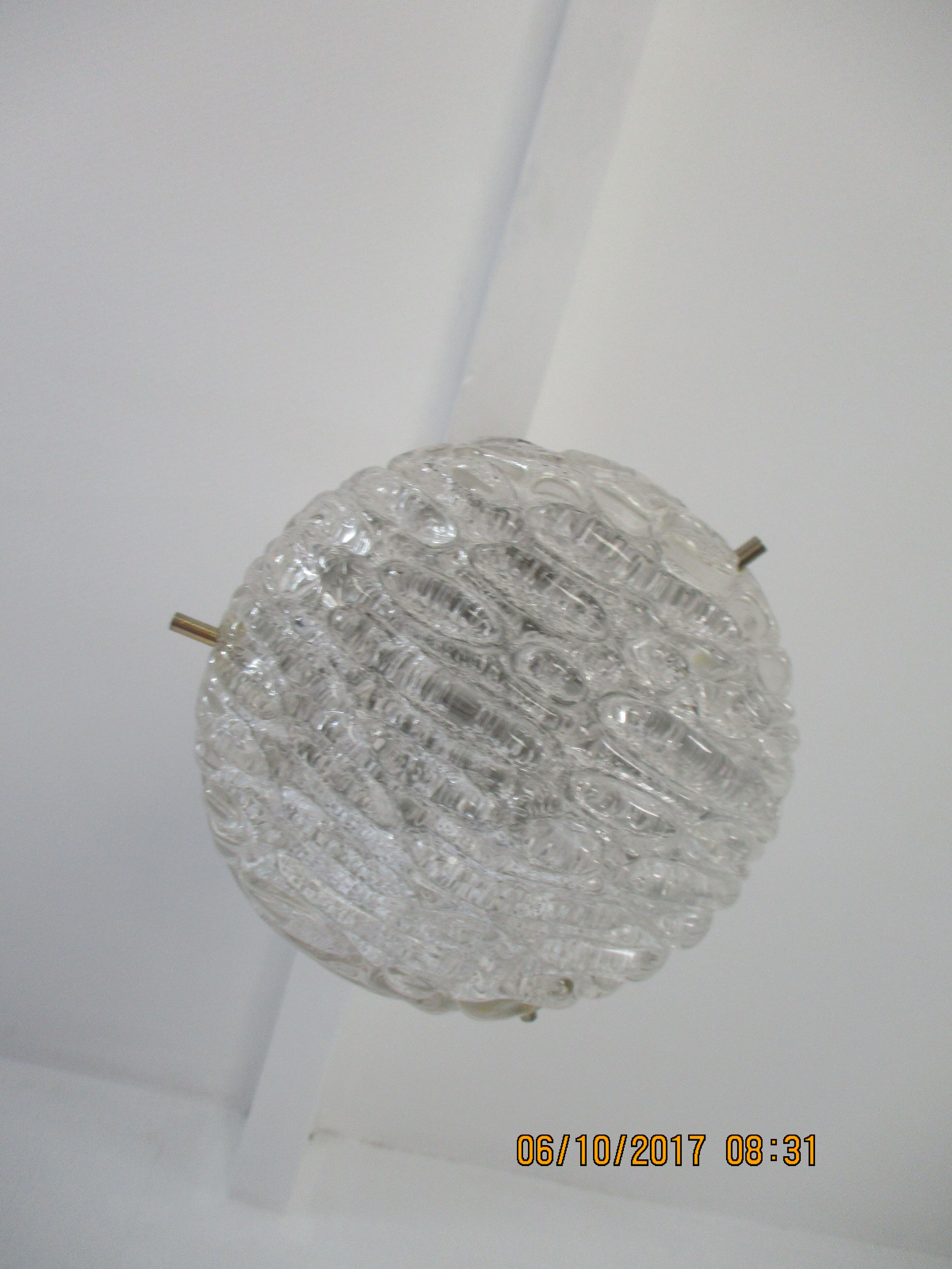 Conical suspension in metal and frosted glass design 60s - 70s