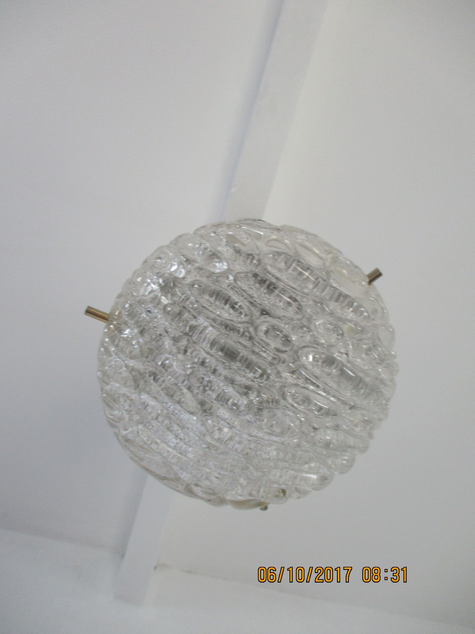 Conical suspension in metal and frosted glass design 60s - 70s