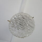 Conical suspension in metal and frosted glass design 60s - 70s