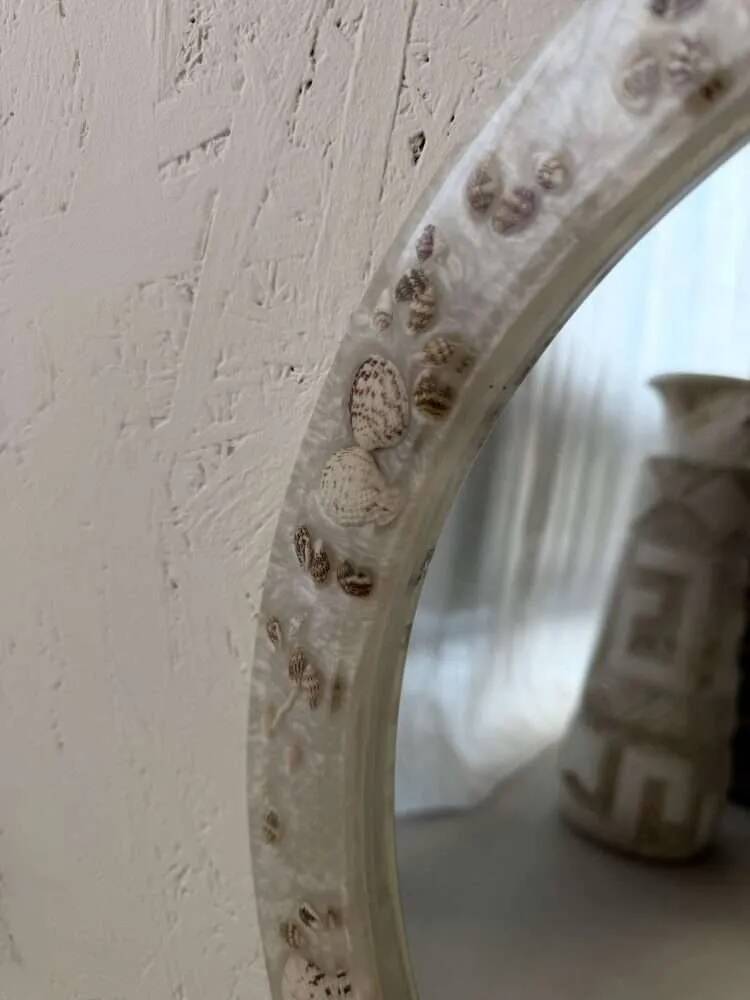 Vintage shell mirror handmade from the 70s.