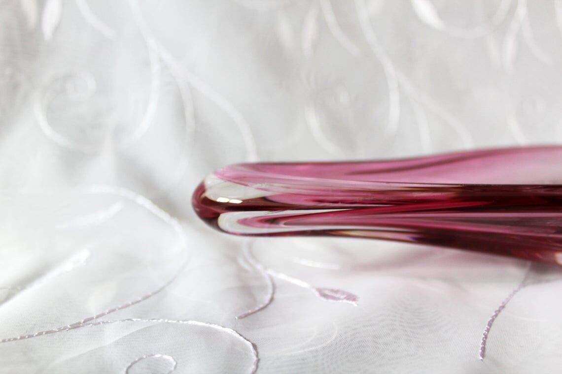 Coupe Val Saint Lambert VSL rose Belgique vide poche