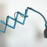 Blue Industrial Scissor Wall Lamp from Elektroinstala, 1960s