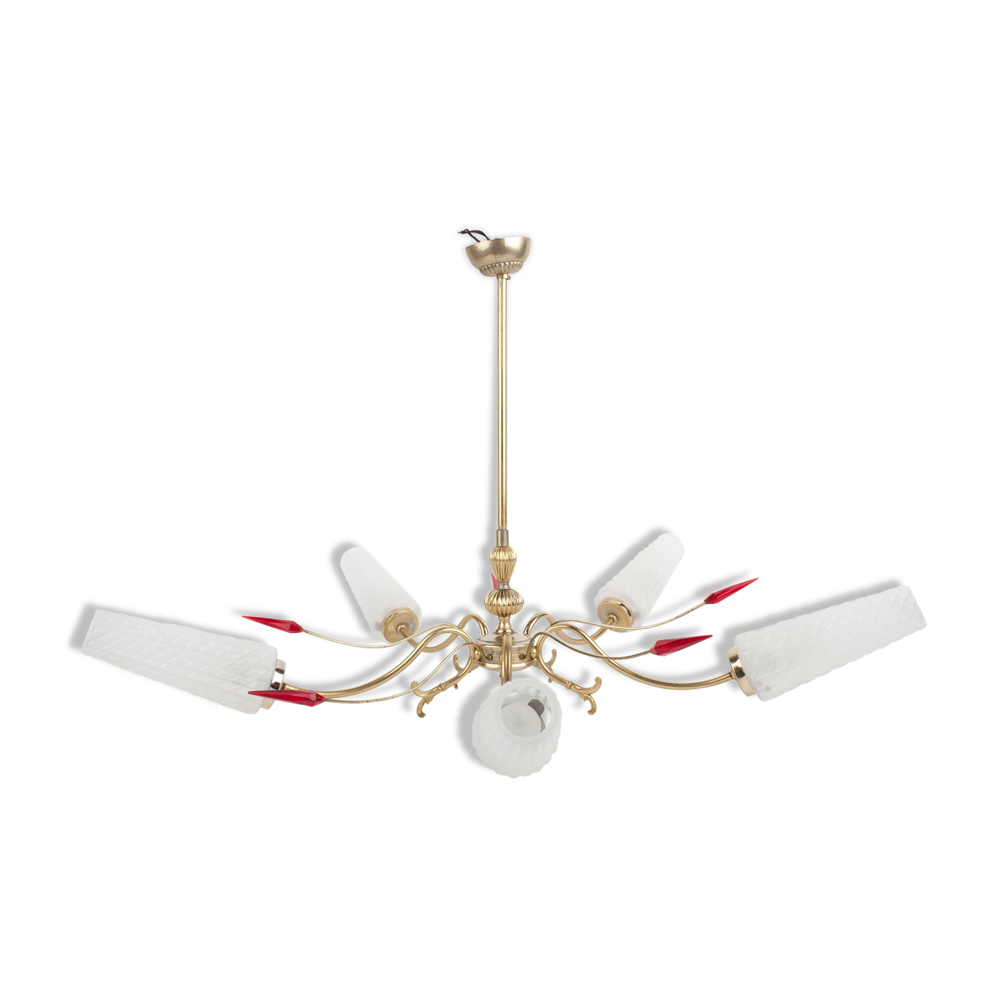 Chandelier with 5 lights tulips & red arrows 1950/1960