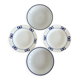 4 vintage mismatched deep plates blue white porcelain bistro butterflies