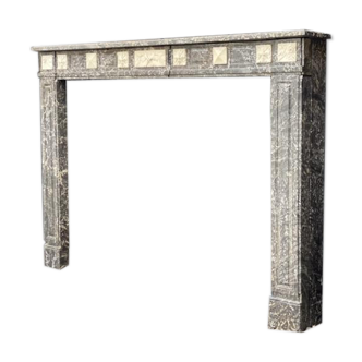 Louis XVI Style Fireplace In Marble Grey Saint Anne And White De Carrara