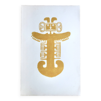 Original Pre-Columbian print, 1960s