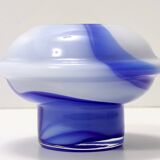 White and Blue Cased Murano Glass Vase "Wave" by Carlo Moretti, Italy