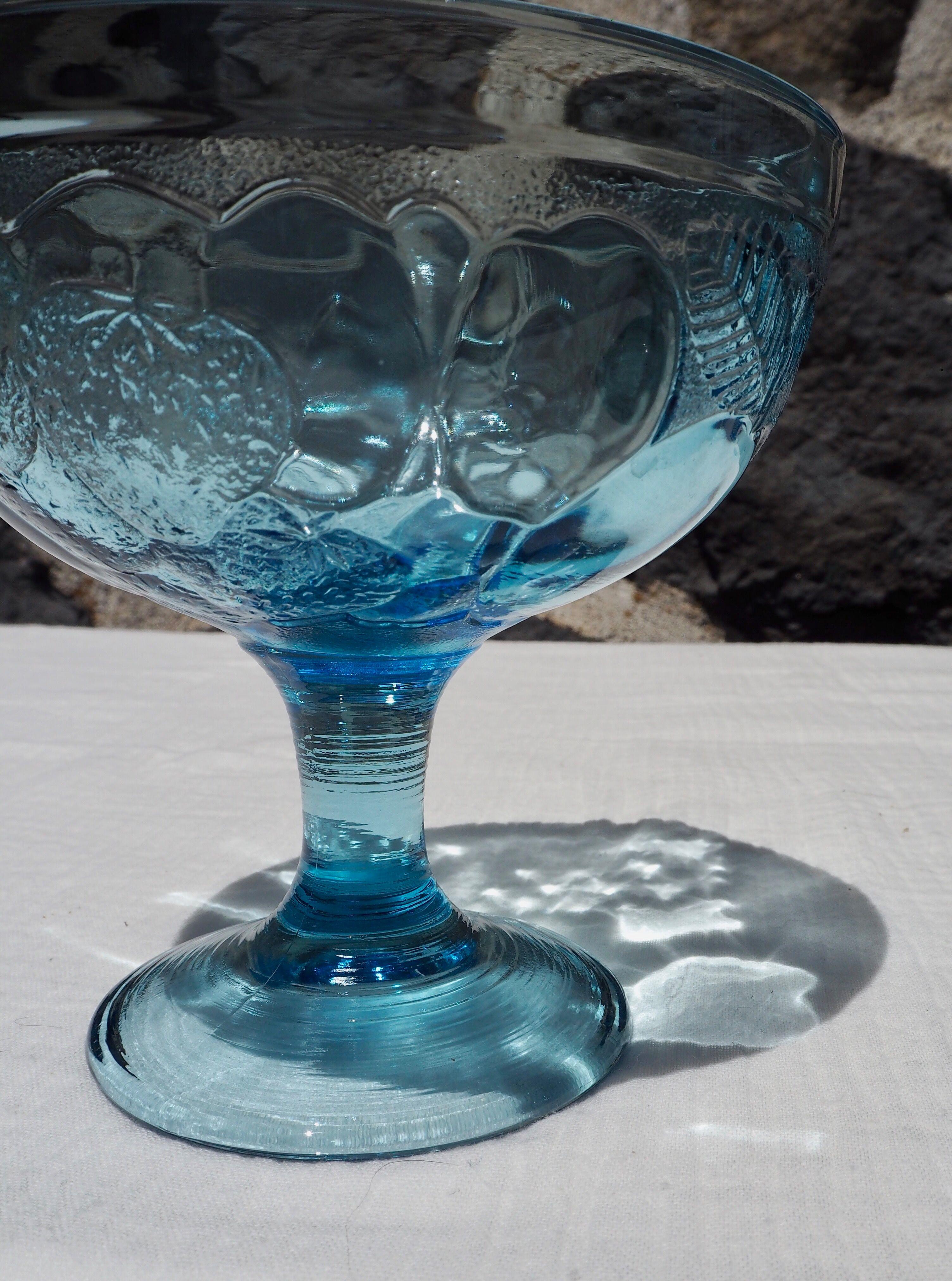 Set de 6 coupes à glaces en verre bleu
