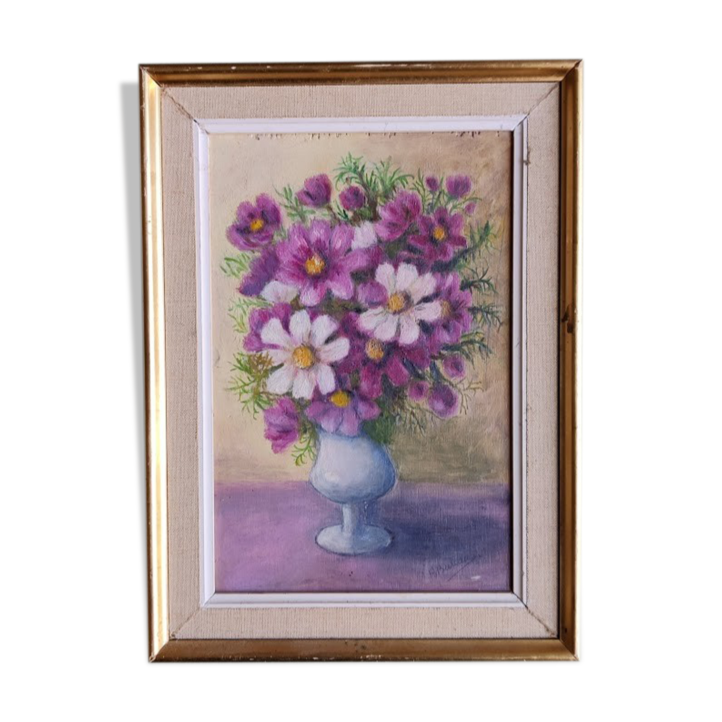 Signed flower painting