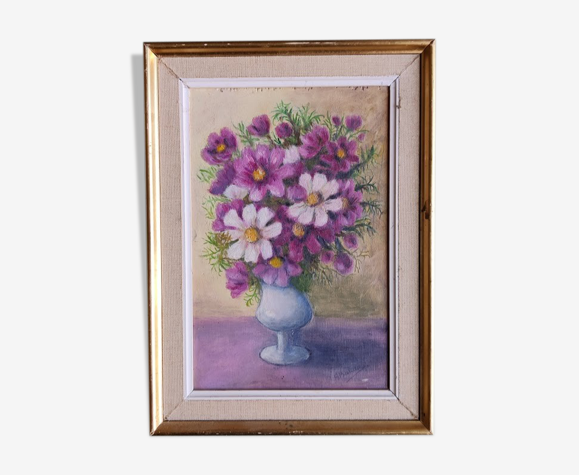 Peinture fleurs signée