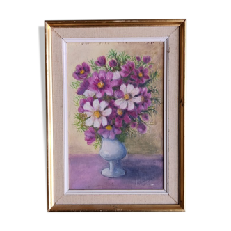 Peinture fleurs signée