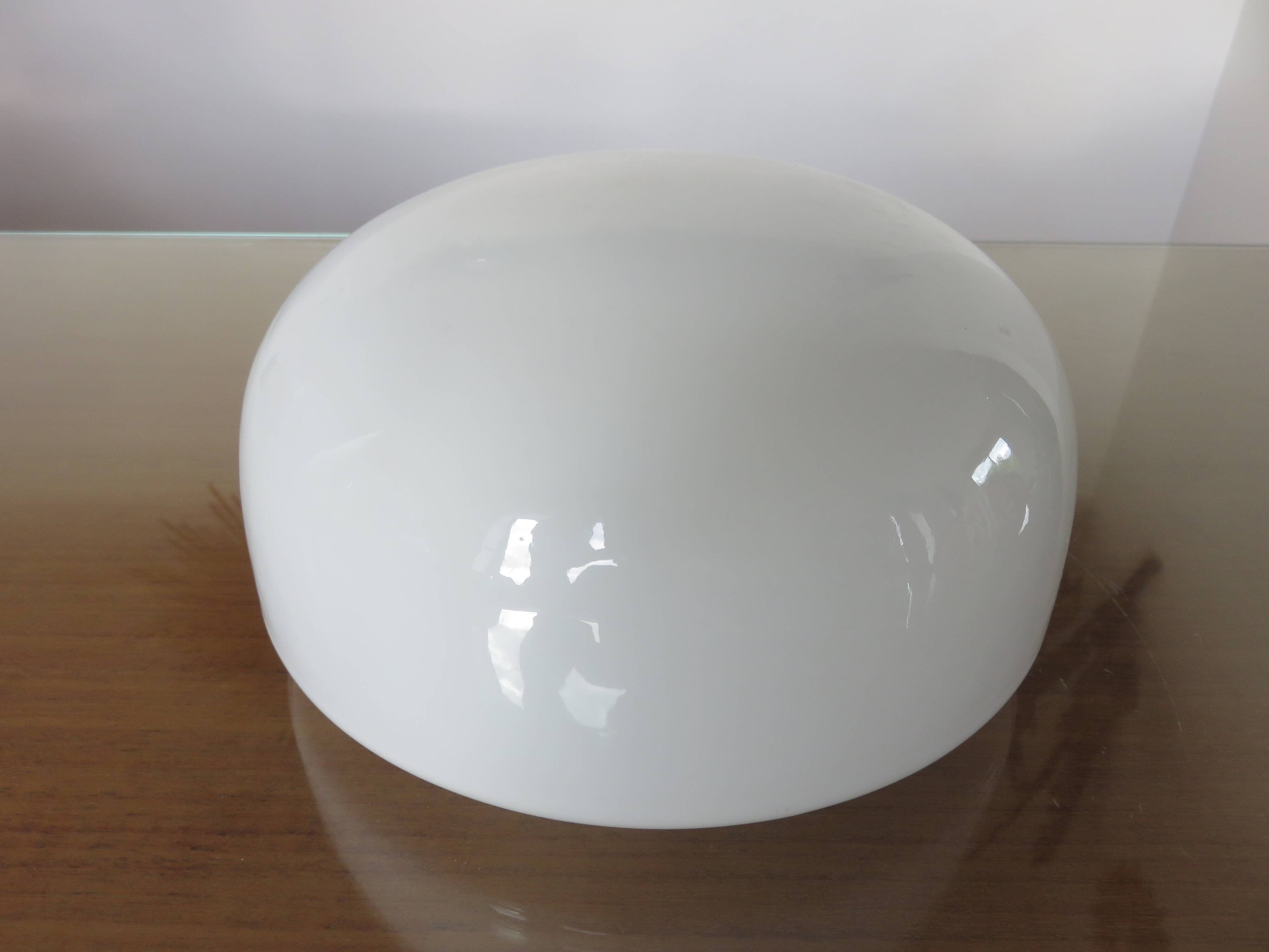 Half sphere ceiling light in opaline, made in Italy 1970