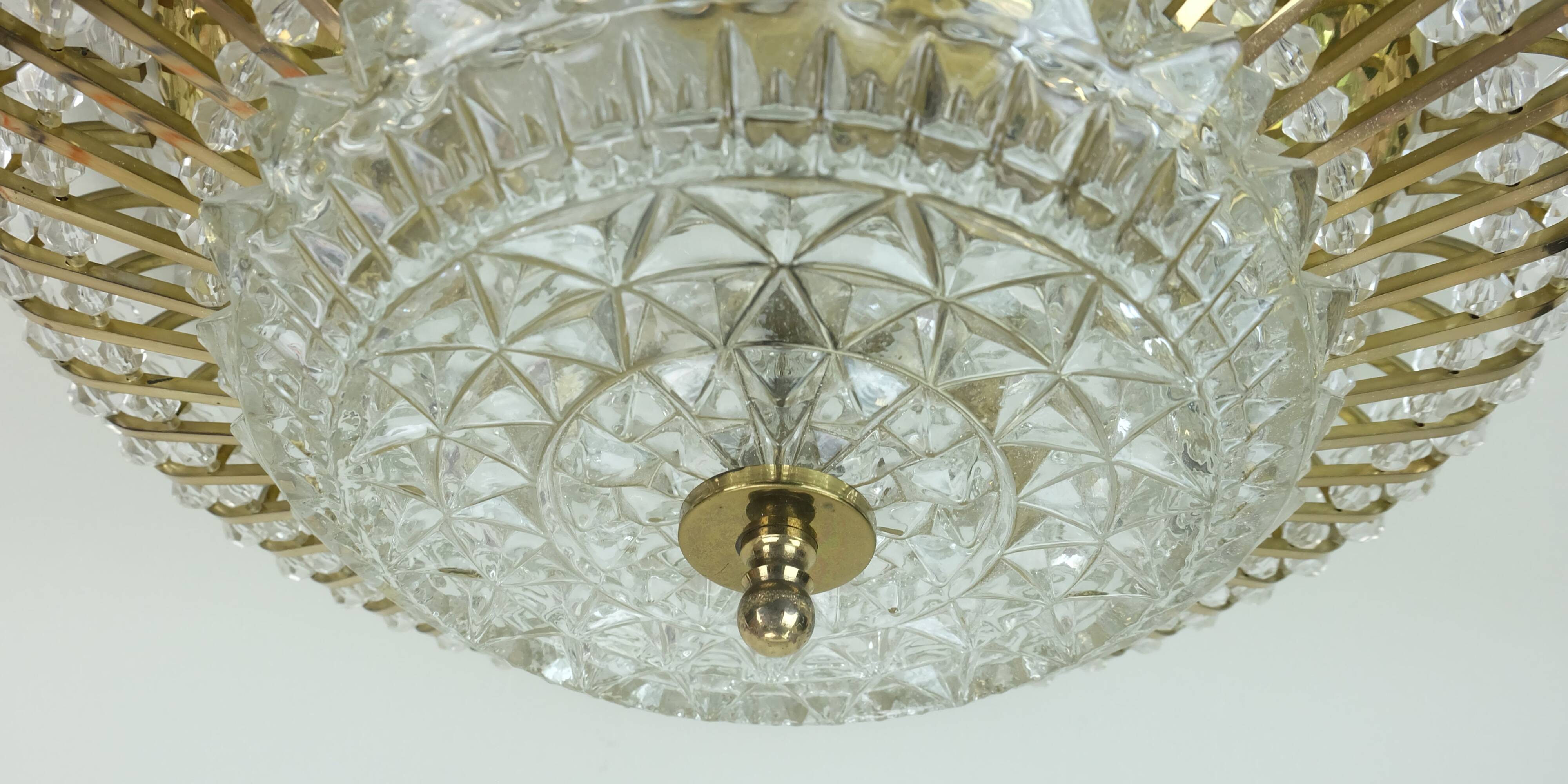 glamorous 1960s mid century CEILING LAMP ceiling fixture brass and glass