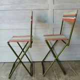Vintage metal and canvas folding camping chairs