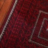 Old carpet handmade red hand 244x126cm