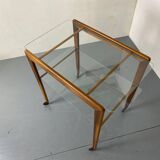 Mid-century scandinavian teak and glass trolley side table, 1950s